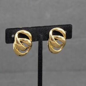 Vintage Sarah Coventry Gold Tone Clip On Earrings Chunky Knot Statement Estate